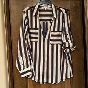 Express long sleeve button front blouse, size XL slim.
